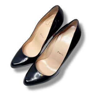 Christian Louboutin Decollete 100 Classic Black Patent Leather Women’s Size 38.5